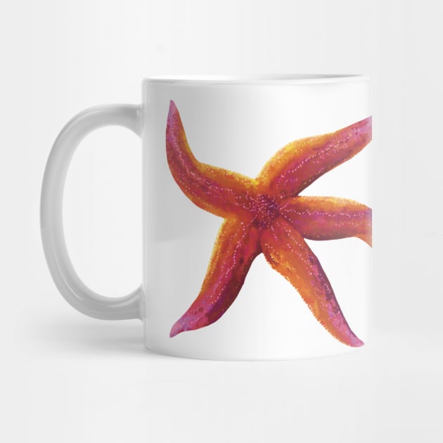 Starfish Glowing Pink and Orange by Griffelkinn